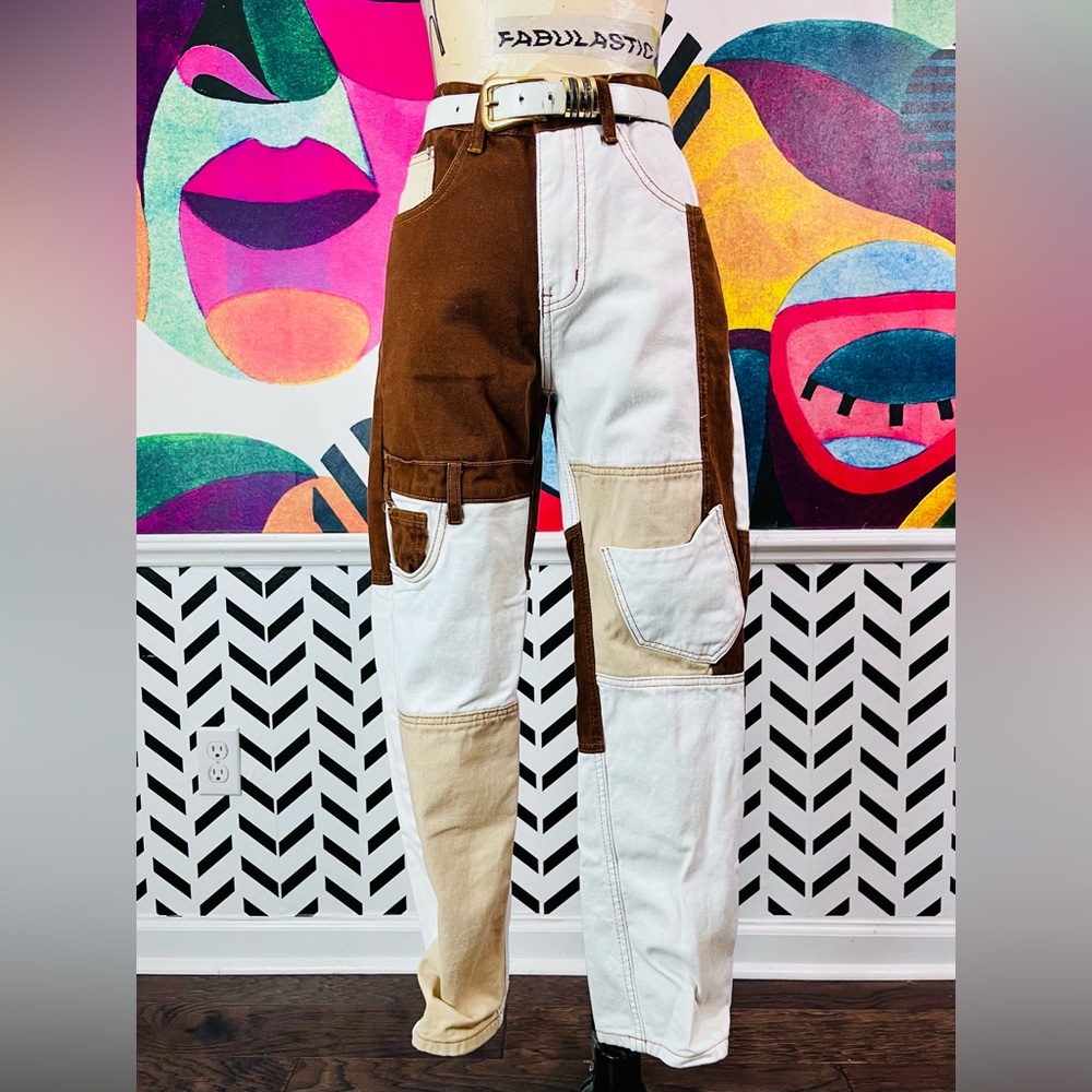LAST CHANCE 🌈 Multi-Tone Patchwork Style Denim Jeans